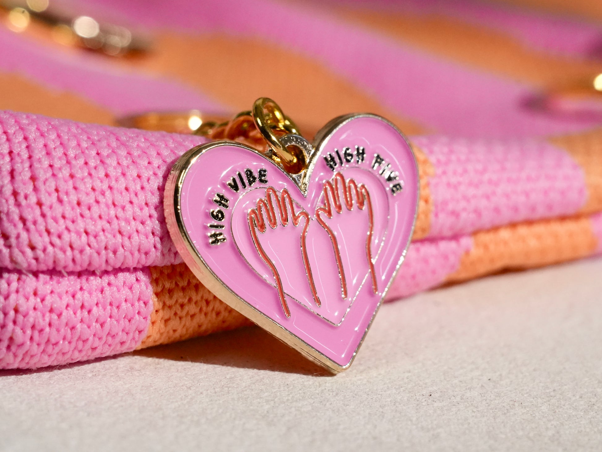 💖 "HIGH FIVE / HIGH VIBE" Heart Keychain